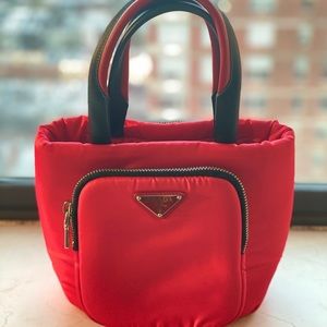 Prada Red Nylon Top Handle Bag